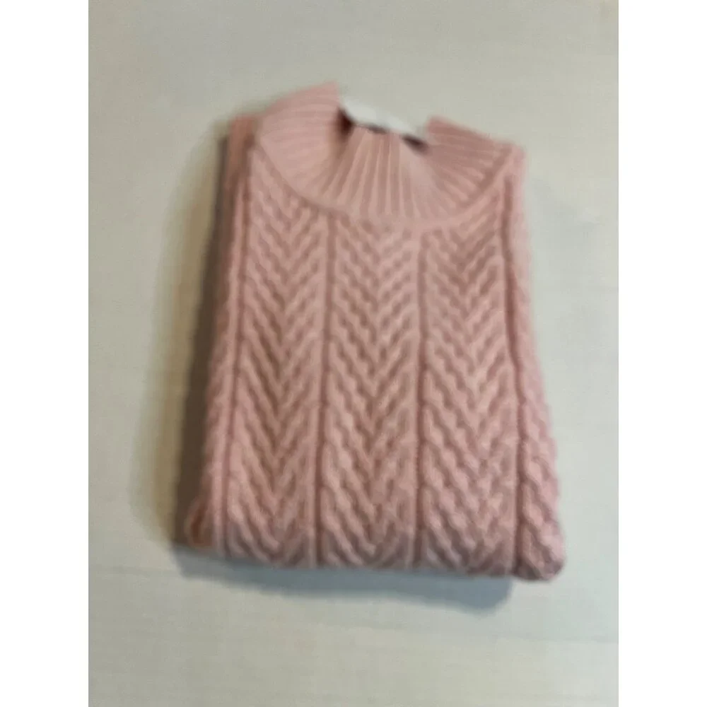 NWT Croft & Barrow Womens Pink Cable Knit Sweater  L Cotton preppy long sleeve